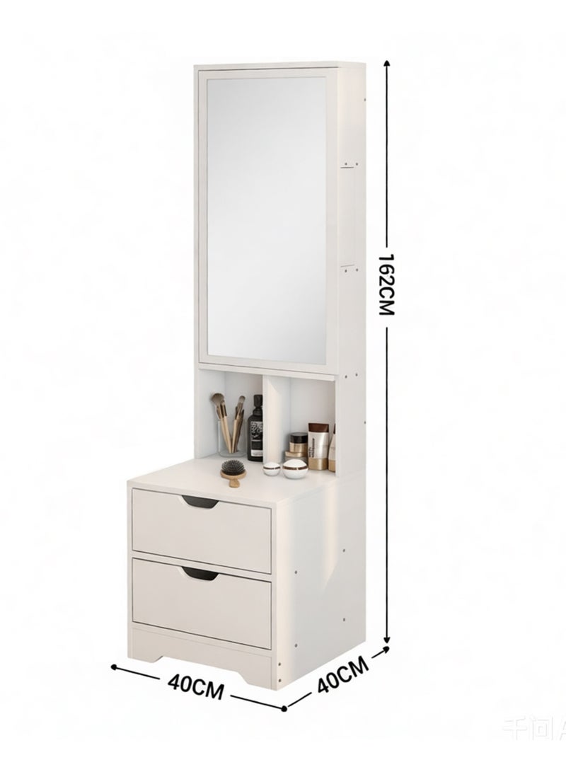 YY-ريشير طاولة تزيين جانبية مع مرآة، طاولة تزيين 40 سم مع رف منزلق للمجوهرات، خزانة تخزين مكياج بأدراج لغرفة النوم المنزلية - Image 5